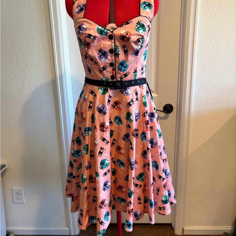 Voodoo Vixen Pink Cats Swing Dress - Picture 2 of 6